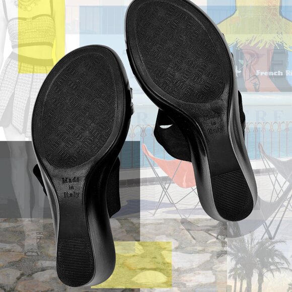 SLIP-ON Wedge Sandals Black Patent/Buckle - Picture 3 of 3